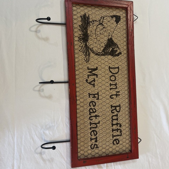 Don't Ruffle My Feathers Hanging Picture With Drop Down Hanging Hooks Farm House - Picture 2 of 3